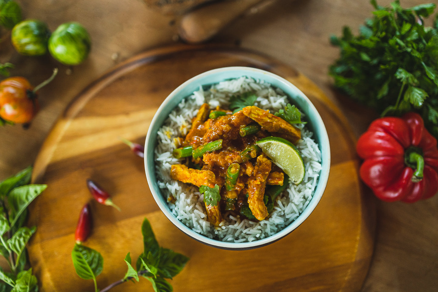 Curry de pui/porc cu orez basmati