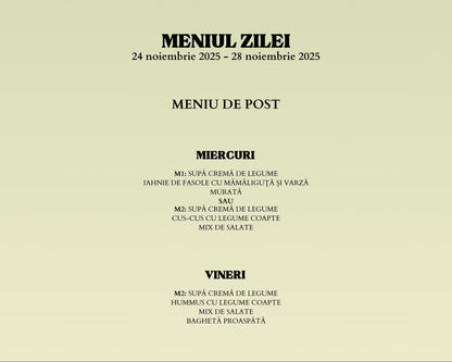 Meniul zilei