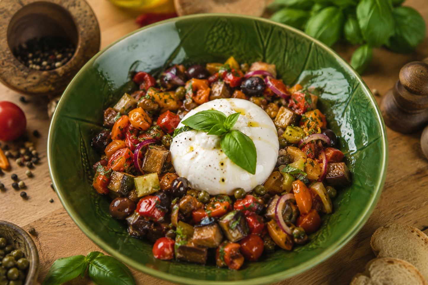 Caponata siciliana cu burrata